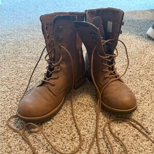 Rocket Dog Brown Combat Moto Boots with Distressed Leather